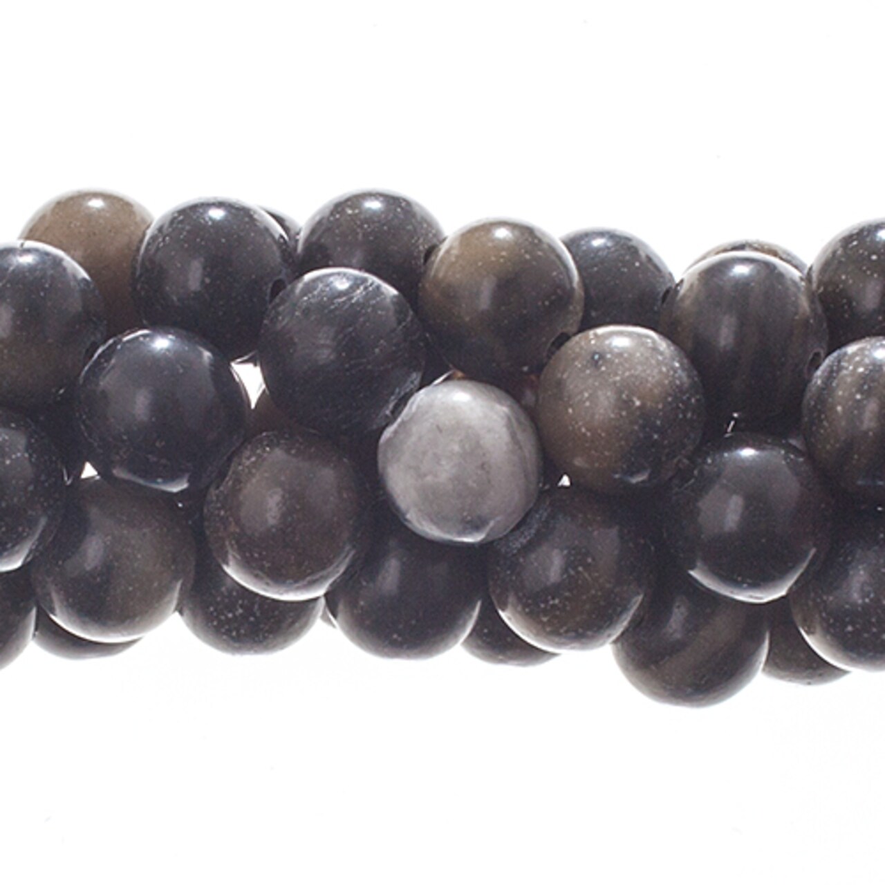 Earth's Jewel Semi-Precious Black Line Natural Round Strung Bead
